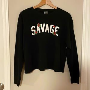 Black Savage crop hoodie size Large